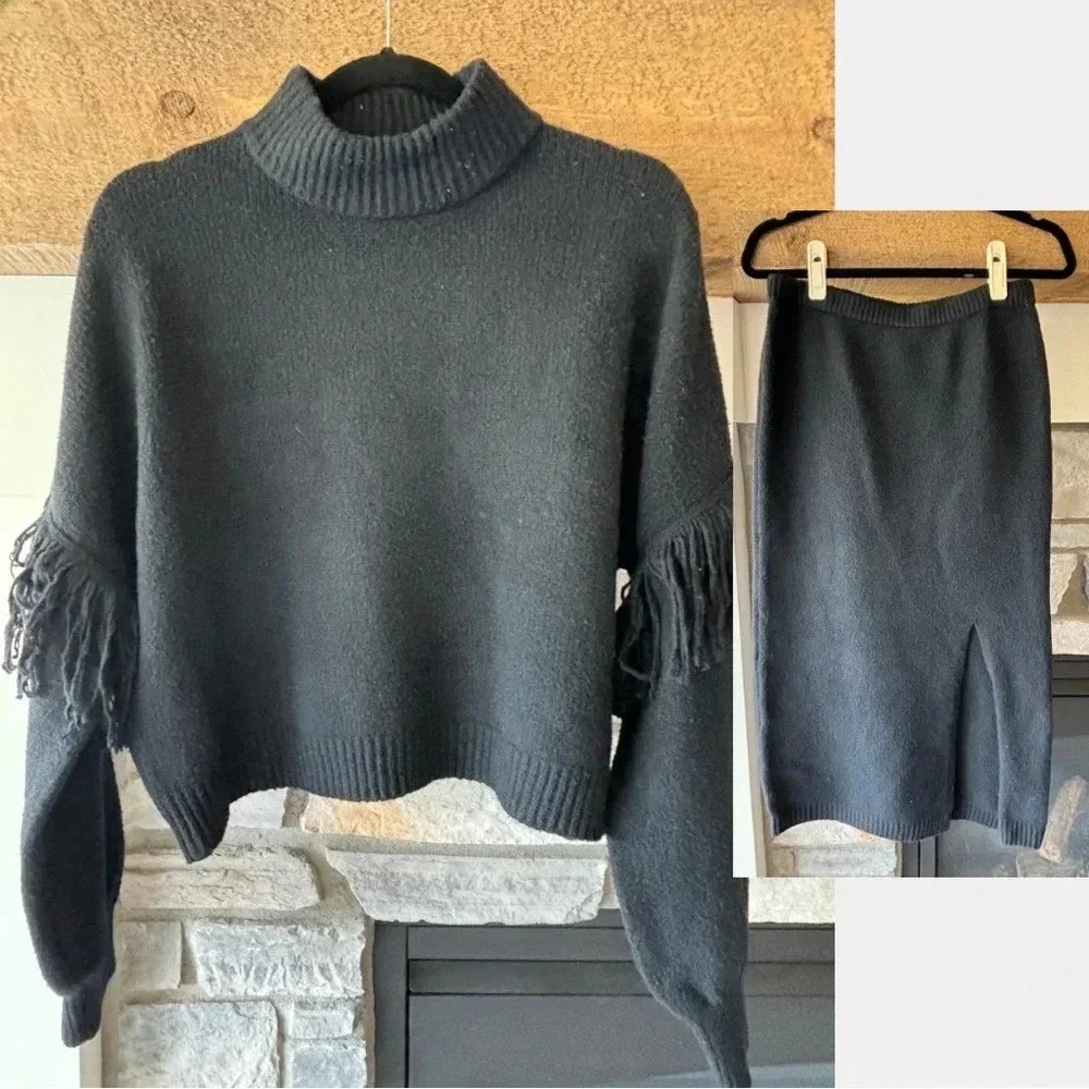 Happily Grey sweater skirt set black western cowgirl coastal cowgirl cozy fall